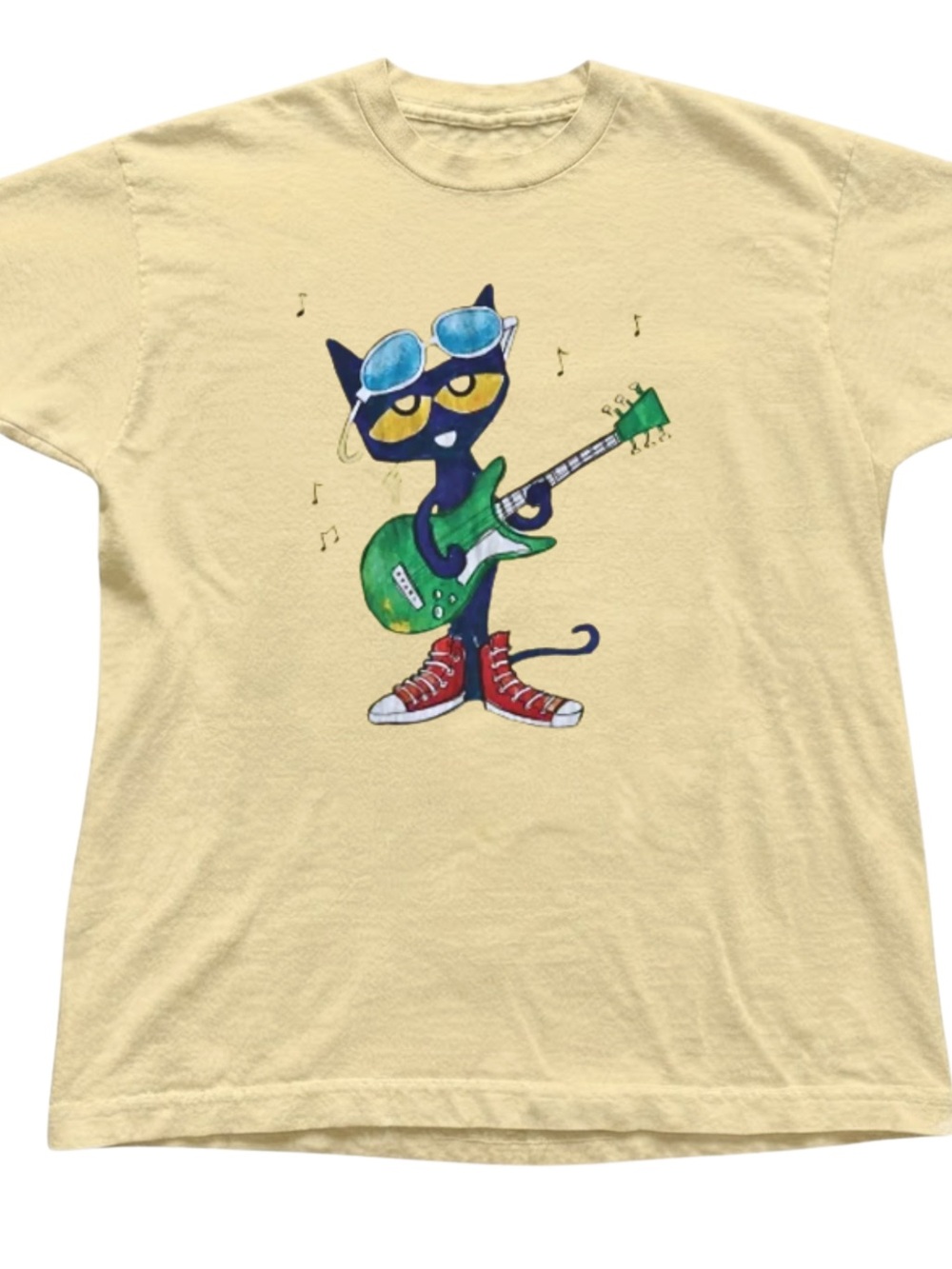 Guitar Playing Cat Sunglasses Red Shoes Graphic Tee Gildan T-Shirt